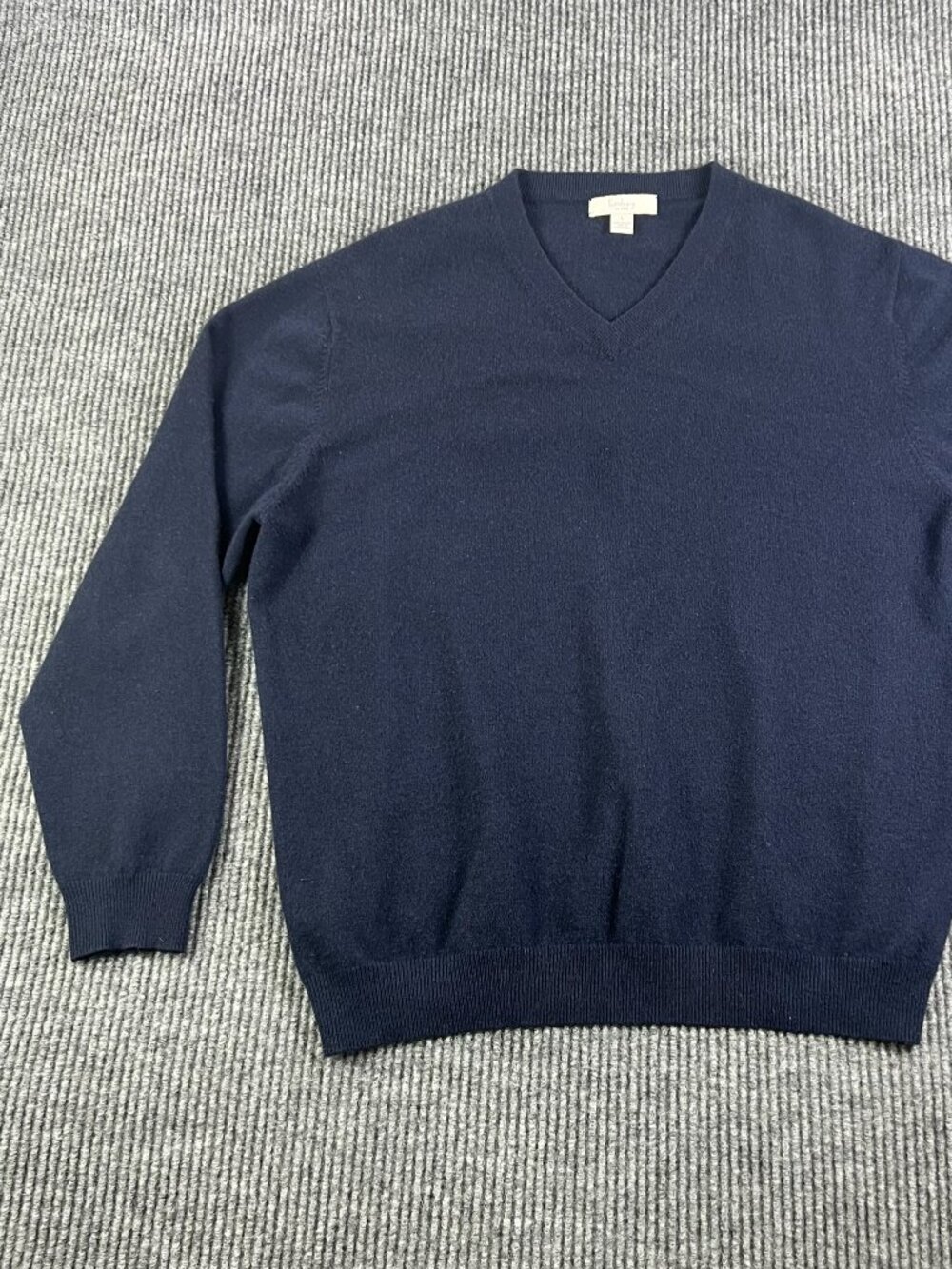 Turnbury Sweater Knit Mens Large Navy Blue V-Neck 100% Cashmere Pullover Classic